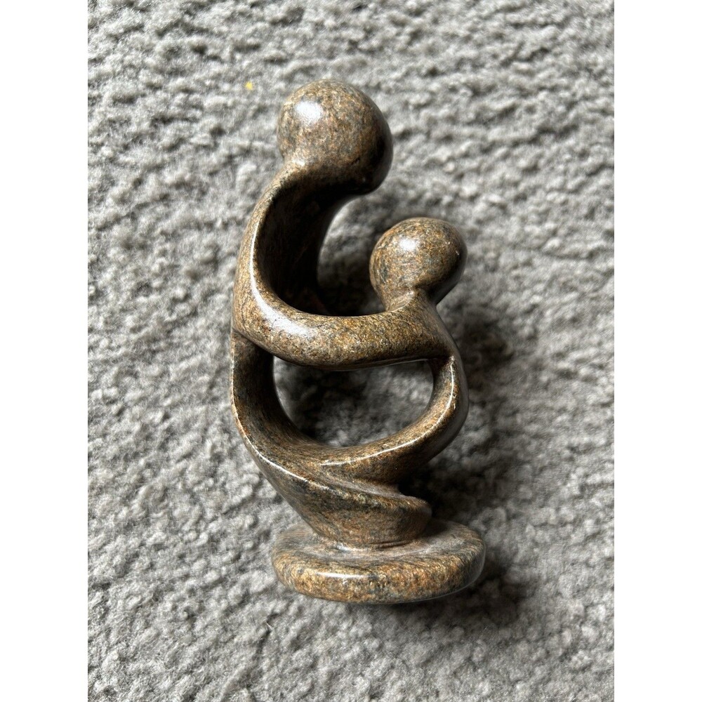 Rapoko (Soap) Stone Shona Zimbabwe Sculpture Mother And Child  Approx 6" Tall